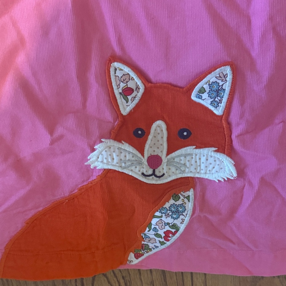 Mini Boden Bright Petal Pink Foxes Dress with Floral Lining - Picture 4 of 4